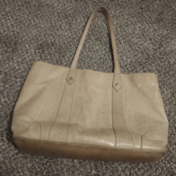 Frye Melissa Shopper Beige Leather Tote Bag - Picture 3 of 8